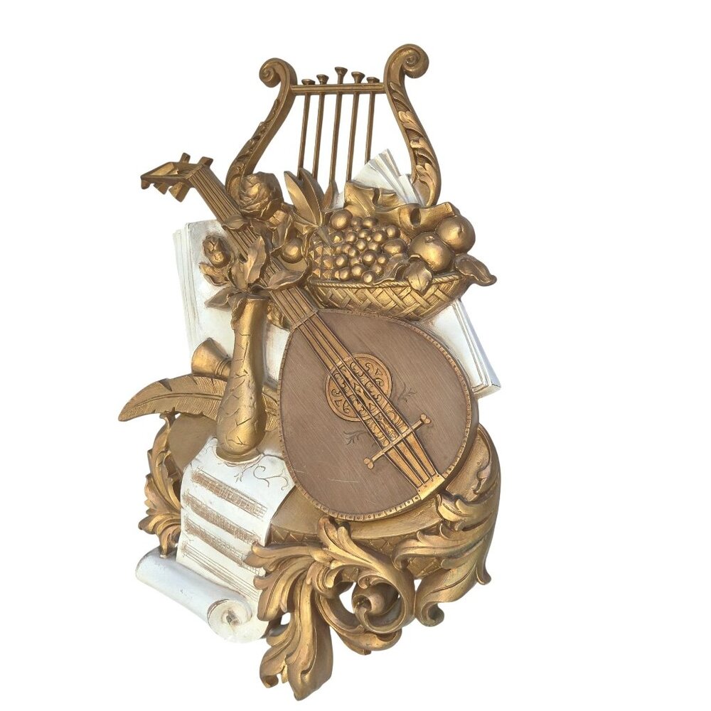 Vintage 70's Syroco Gold Musical Instrument Wall Décor 21.5"